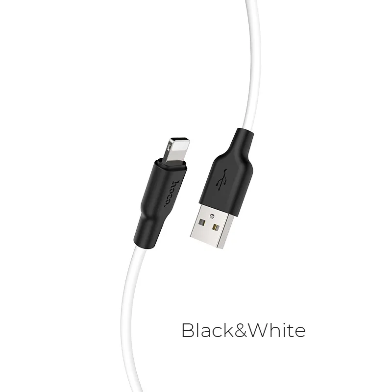 Hoco X21 Plus Silicone charging cable for iP black＆white