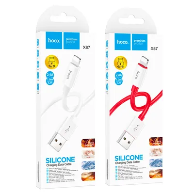 Hoco X87 Magic silicone PD charging data cable for iP white