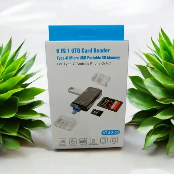 6in1 OTG Card Reader Type-C Micro USB Portable Sd Memory ATUD-05