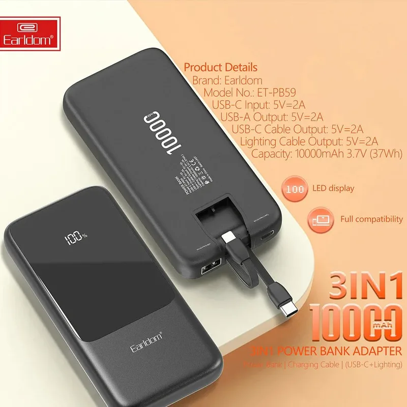 Earldom Power Bank 3in1 10000 MAh PB59