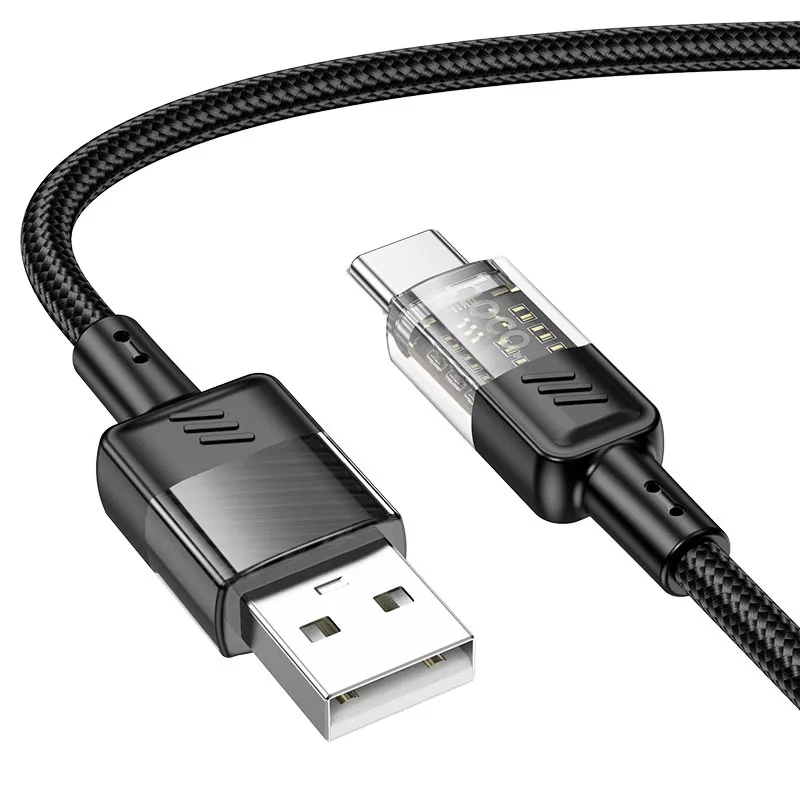 Hoco U129 Spirit transparent charging data cable Type-C black