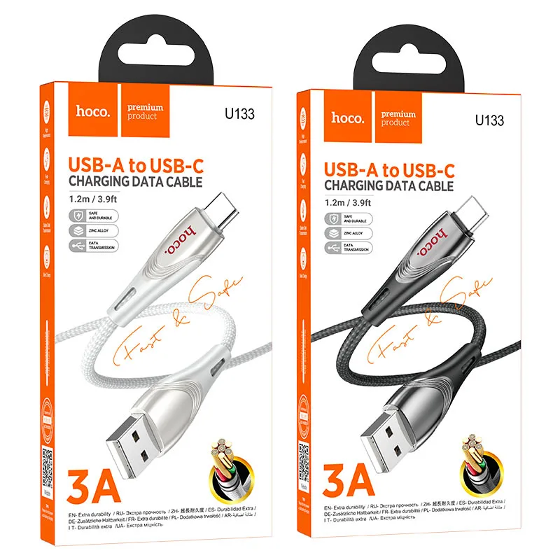 Hoco U133 Monte charging data cable iP gray