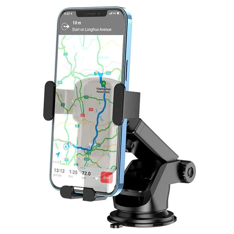 Hoco CA104 vertical and horizontal telescopic gravity vehicle holder black metal gray