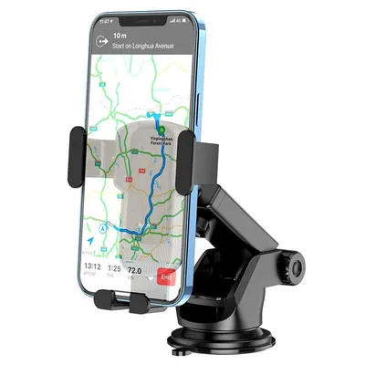 Hoco CA104 vertical and horizontal telescopic gravity vehicle holder black metal