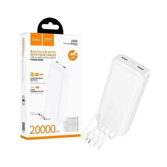 Hoco J163A Wonderful power bank with 4 cables(20000mAh) white