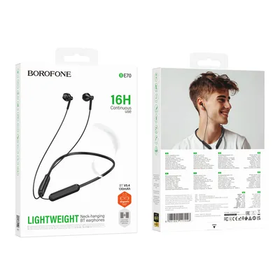 Borofone BE70 Light neck-hanging BT earphones obsidian black