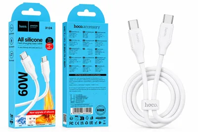 Hoco X124 Bien 60W silicone charging data cable C to C white