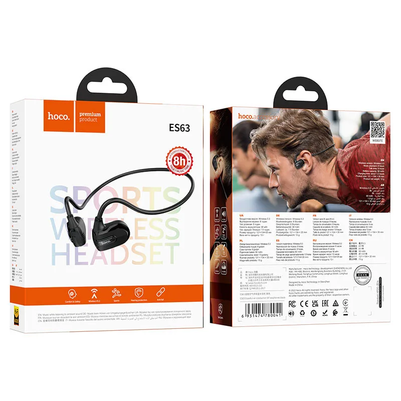 Hoco ES63 Graceful air conduction BT earphones black