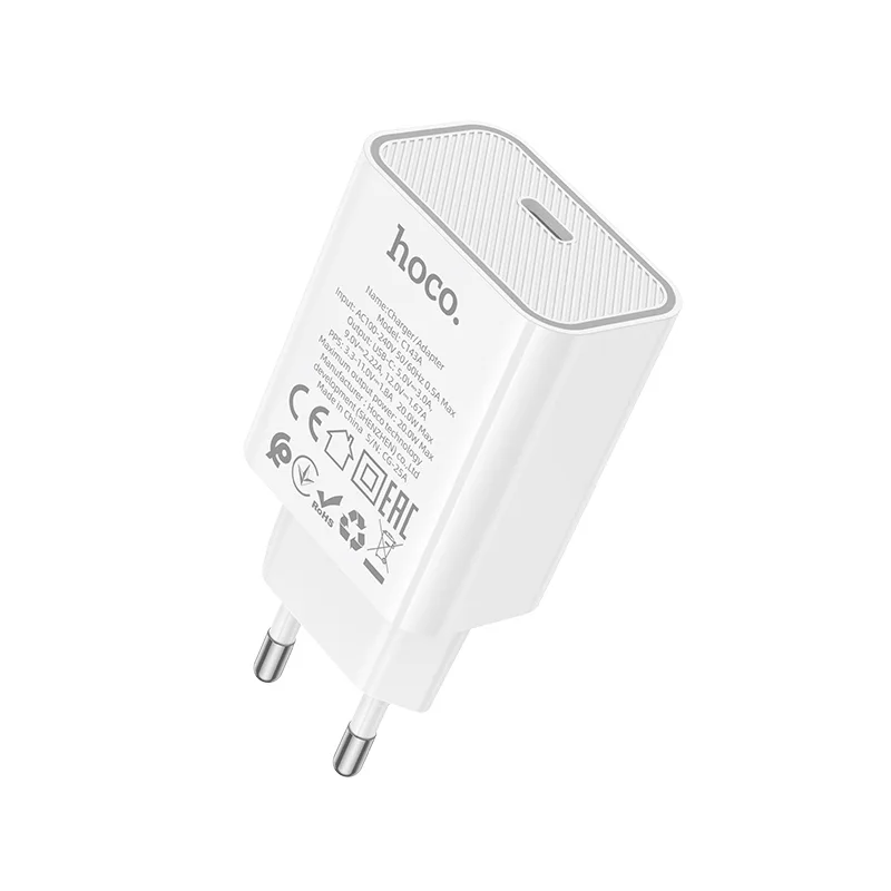 Hoco C143A Benefit single port PD20W charger set(C to C)(EU) white