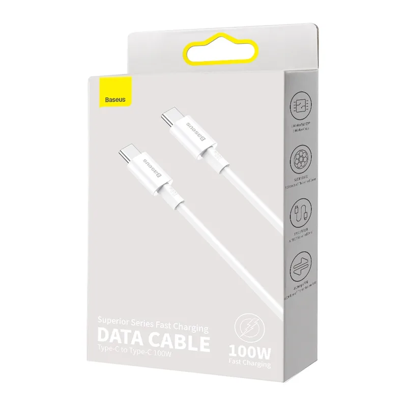 Baseus Superior Series 2 Fast Charging Data Cable Type-C to Type-C 100W 1m Moon White