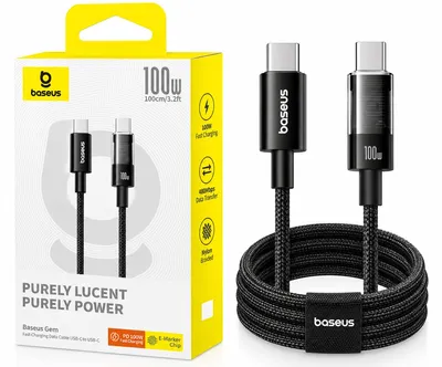 Baseus Gem Fast-Charging Data Cable USB-C to USB-C 100W 1m Cluster Black