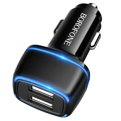 Borofone BZ14 Max dual port ambient light car charger შავი