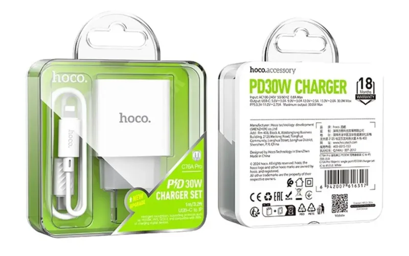 Hoco C76A Pro Majestic single port PD30W charger(EU)