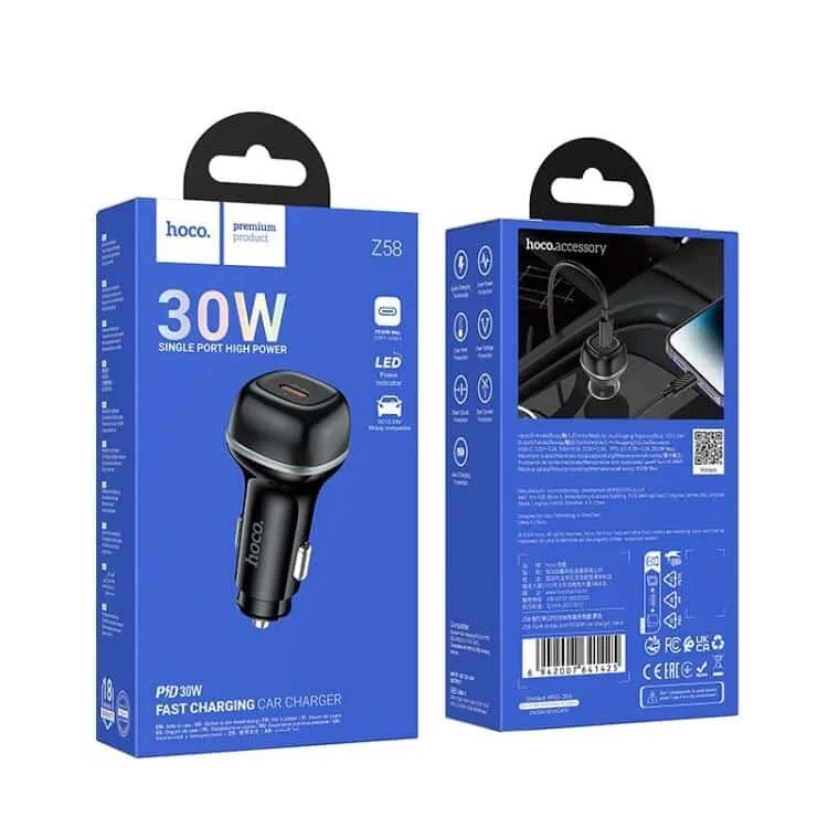 Hoco Z58 Rank single port PD30W car charger black