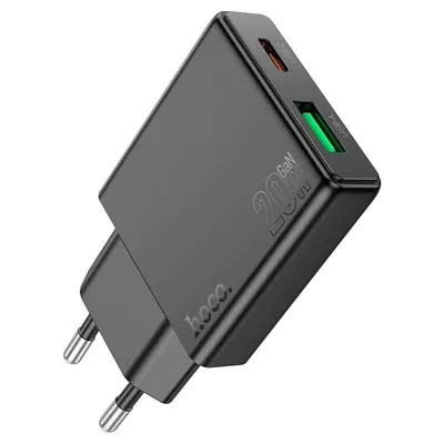 Hoco N38 Delgado dual port PD20W+QC3.0 charger(EU) black