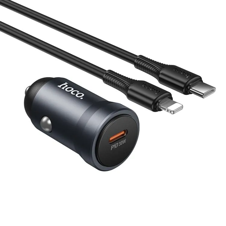 Hoco Z62A Energy single port PD30W car charger set(C to iP) gold