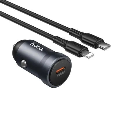Hoco Z62A Energy single port PD30W car charger set(C to iP) gold