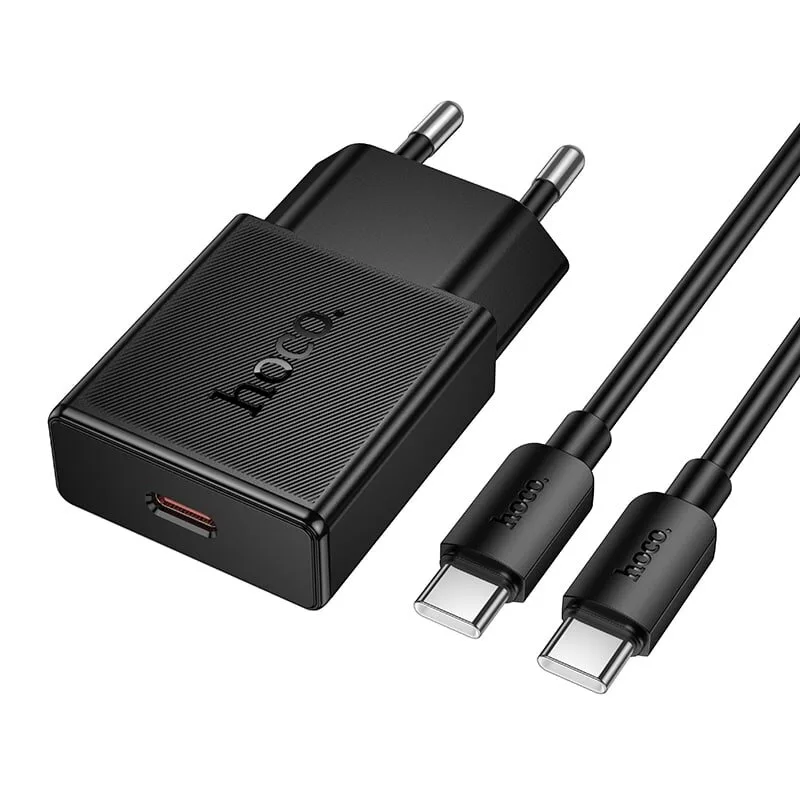 Hoco N64 Ingenious single port PD20W charger set(C to C)(EU) black