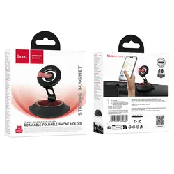 Hoco H90 Tower folding ring magnetic car holder(dashboard) black and red