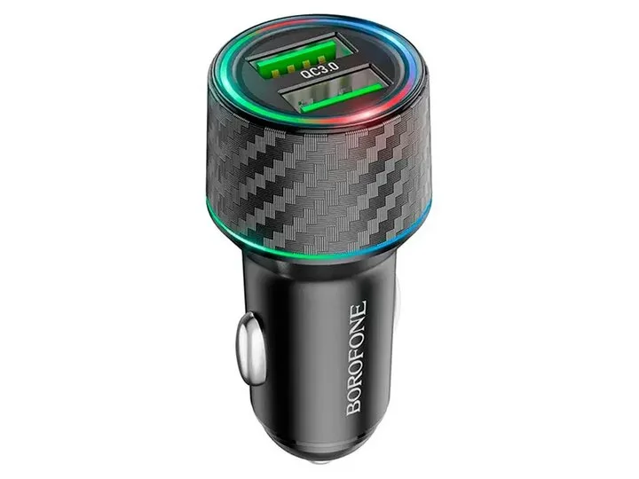 Borofone BZ21A Brilliant 36W dual port QC3.0 car charger black