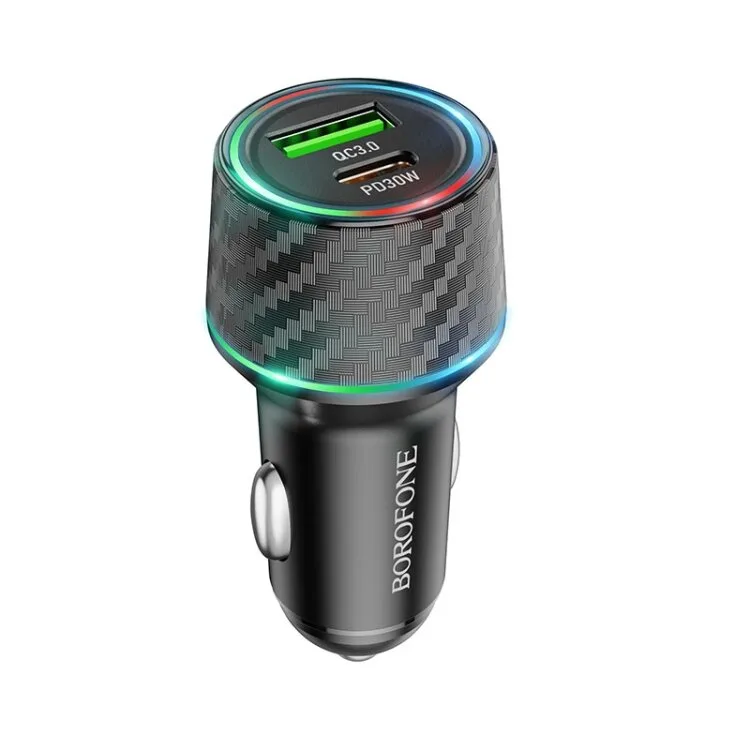 Borofone BZ21 Brilliant 48W dual port PD30W+QC3.0 car charger black