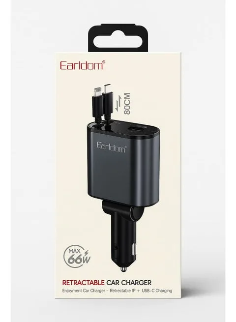 Earldom Retractable Car Charger Max 66W CC38