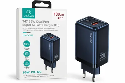 T47 65W Dual Ports Super Si fast Charger EU ES-CC153