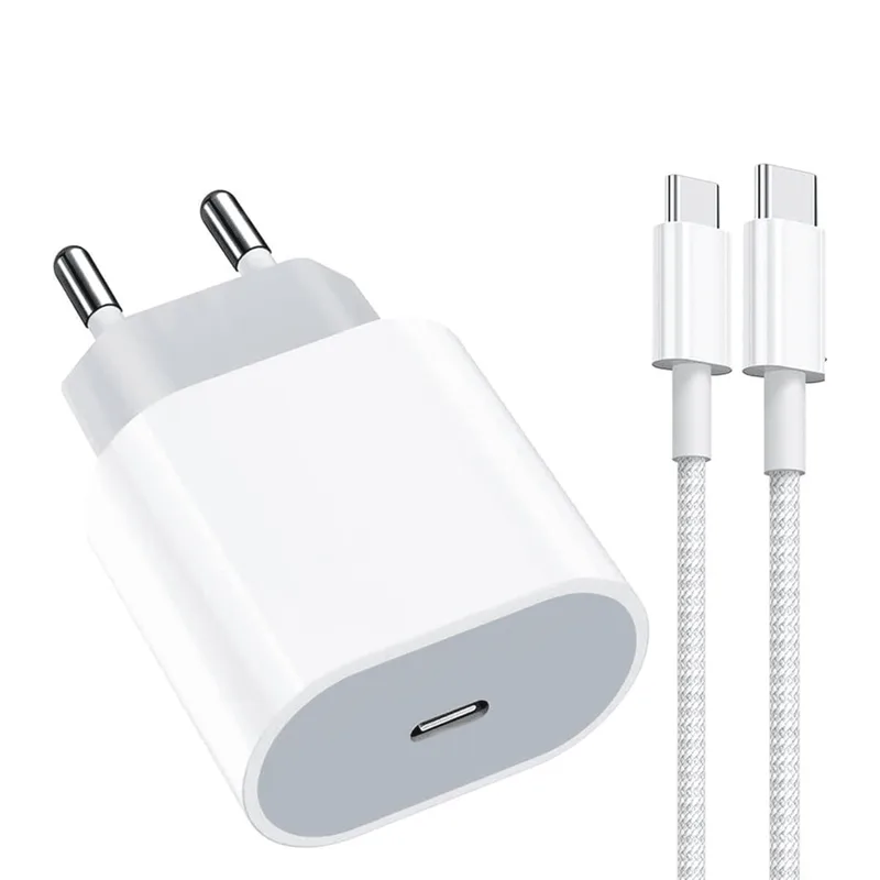 25W ადაპტერი + C+C კაბელი iPhone 15-ისთვის
