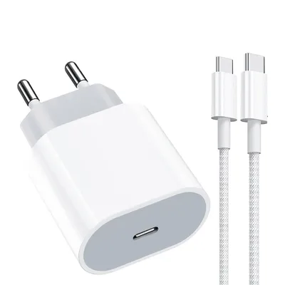 25W ადაპტერი + C+C კაბელი iPhone 15-ისთვის