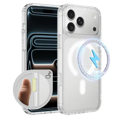 გამჭვირვალე ქეისი MagSafe-ით და კამერის ღილაკით iPhone 17-ის