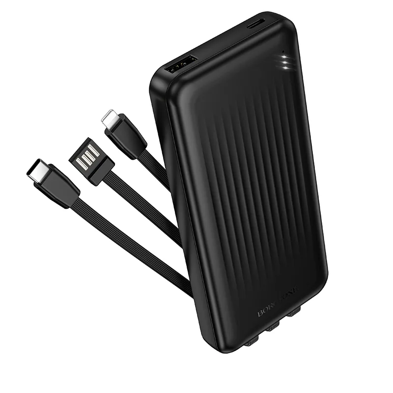 Borofone BJ79 Clever power bank with 3 cables(10000mAh) black