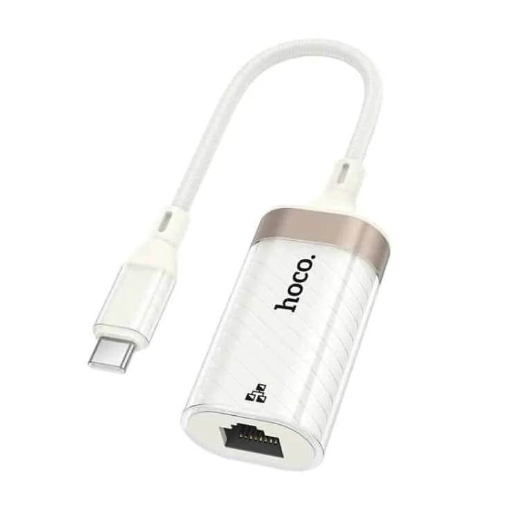 Hoco UA41B Crystal Type-C ethernet adapter(100 mbps) apricot