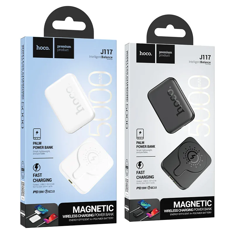 Hoco J117 Esteem PD20W magnetic power bank(5000mAh) black