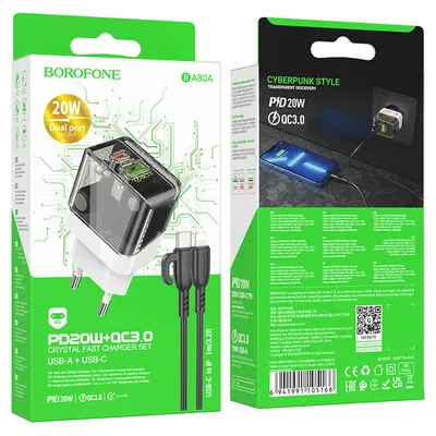 Borofone BA80A Scenery PD20W+QC3.0 charger(EU) transparent black