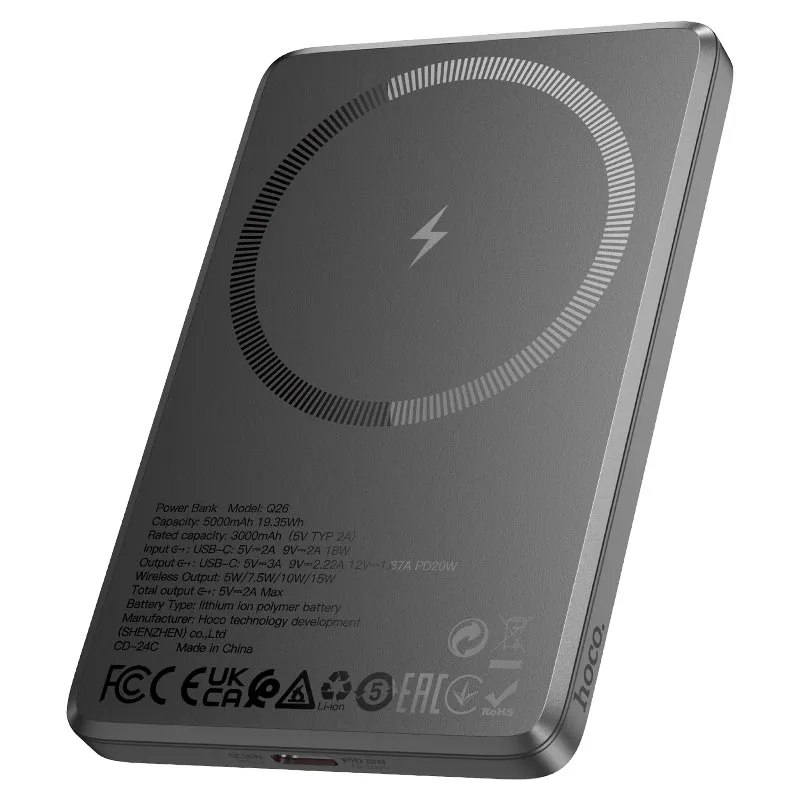 Hoco Q26 Joy PD20W magnetic fast charging power bank(5000mAh) metal gray