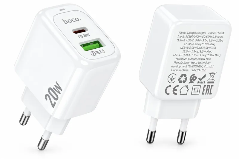 Hoco CS54A Surplus PD20W+QC3.0 charger(EU)