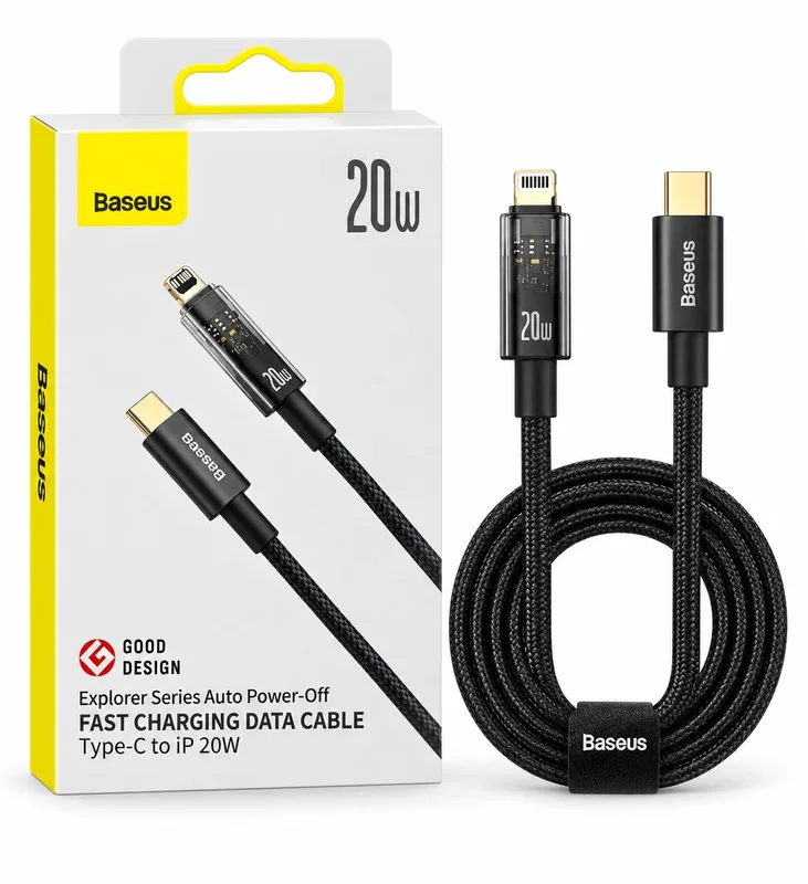 Baseus Explorer Series Auto Power-Off Fast Charging Cable USB-C to Lightning 20W
