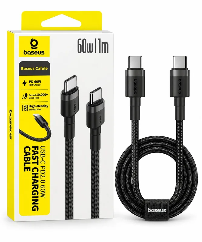Baseus Cafule Fast Charging Cable USB-C to USB-C PD 60W – 1m