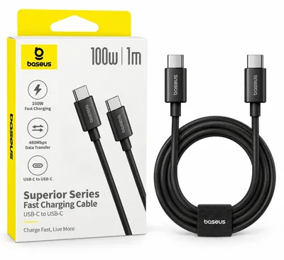 baseus superior series fast charging data cable type-c to type-c 100w black