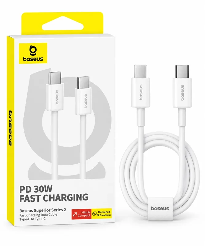 Baseus Superior Series 2 Fast Charging Cable USB-C to USB-C PD 30W – White