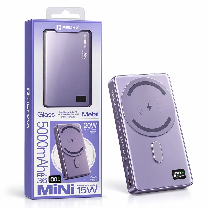 Remax FP-36 Mini Magnetic Wireless Power Bank 5000mAh 20W Purple