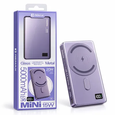 Remax FP-36 Mini Magnetic Wireless Power Bank 5000mAh 20W Purple