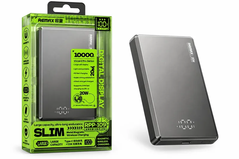 Remax RPP-109 Vocard Pro Magnetic Wireless Power Bank 10000mAh 20W GRAY