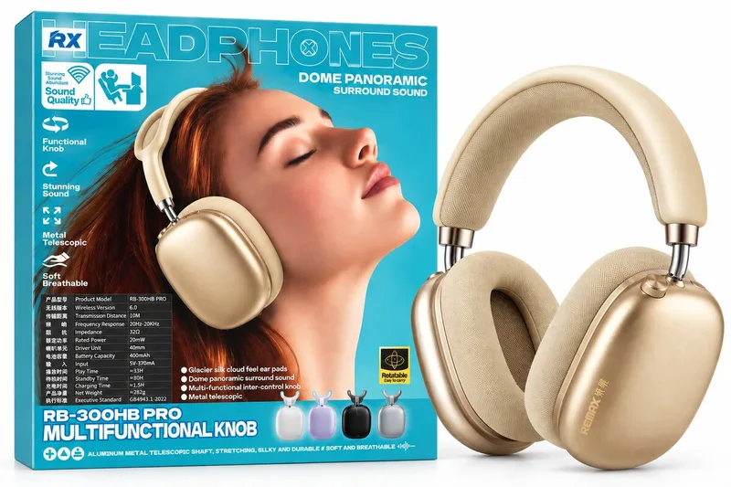 Remax RB-300HB Pro Wireless Headphones - Golden