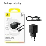 Baseus Palm Fast Charger 1C 20W EU Cluster Black (with Baseus Mini White Cable USB-C to USB-C 60W (20V/3A) 1m Cluster Black) - Image 5