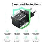 Baseus Palm Fast Charger 1C 20W EU Cluster Black (with Baseus Mini White Cable USB-C to USB-C 60W (20V/3A) 1m Cluster Black) - Image 2