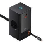 OS-Baseus PowerCombo Digital PowerStrip 2AC+1U+1C+Retractable-C 65W with 1.5m power cord EU Black - Image 3