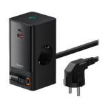 OS-Baseus PowerCombo Digital PowerStrip 2AC+1U+1C+Retractable-C 65W with 1.5m power cord EU Black