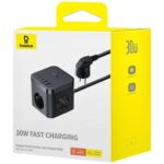 OS-Baseus PowerCombo Cube Power Strip 3AC+2U+2C 30W 1.5m EU Cluster Black - Image 2