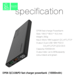 Vdenmenv Power Bank Fully Compatible 22.5W Q.C. 3.0 PD 10 000Mah DP06 - Image 2